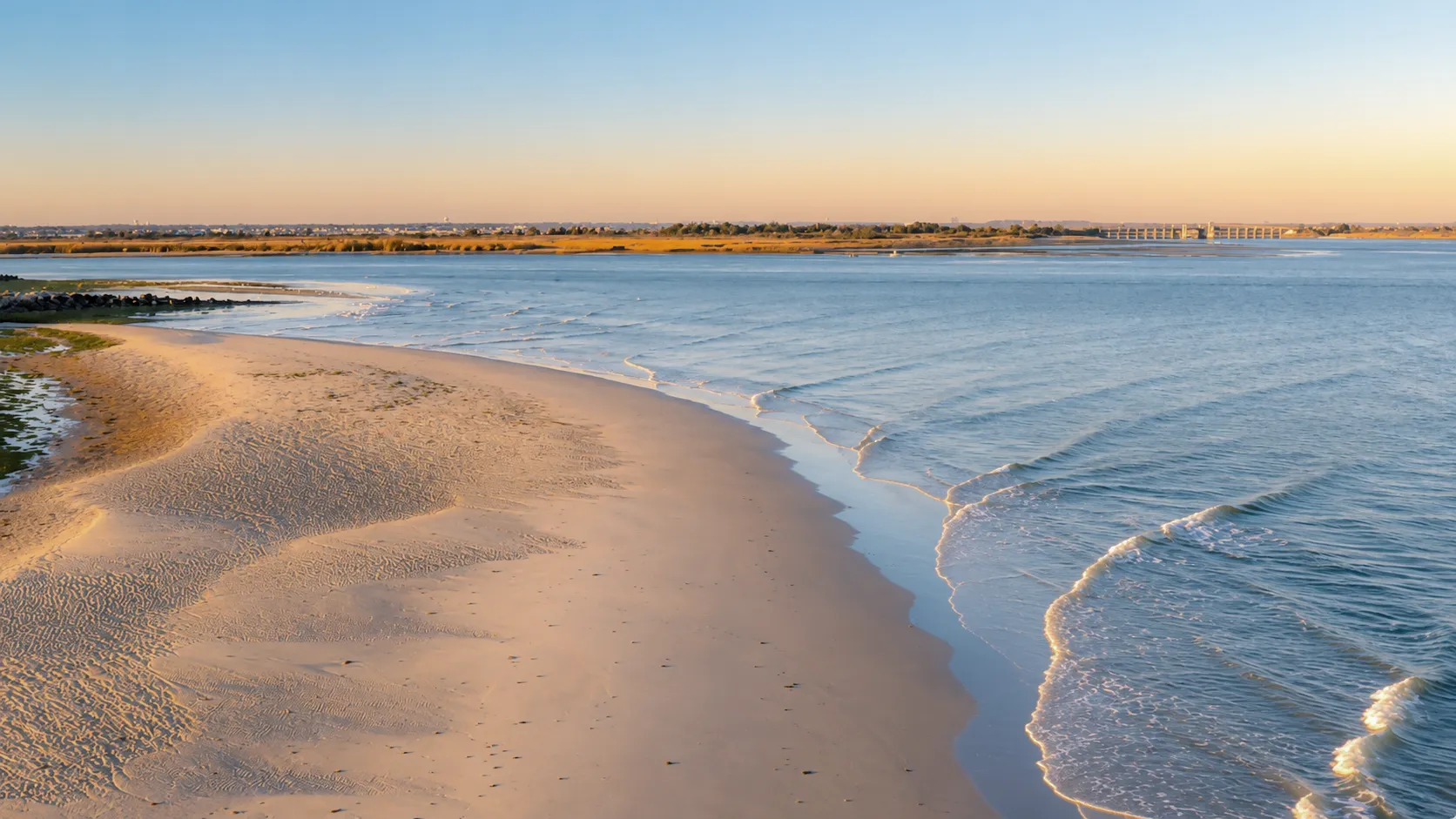 Shoreline and tidal waters near Point Lookout on Long Island